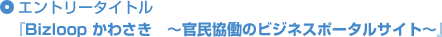 エントリータイトル「Bizloop かわさき　～官民協働のビジネスポータルサイト～」